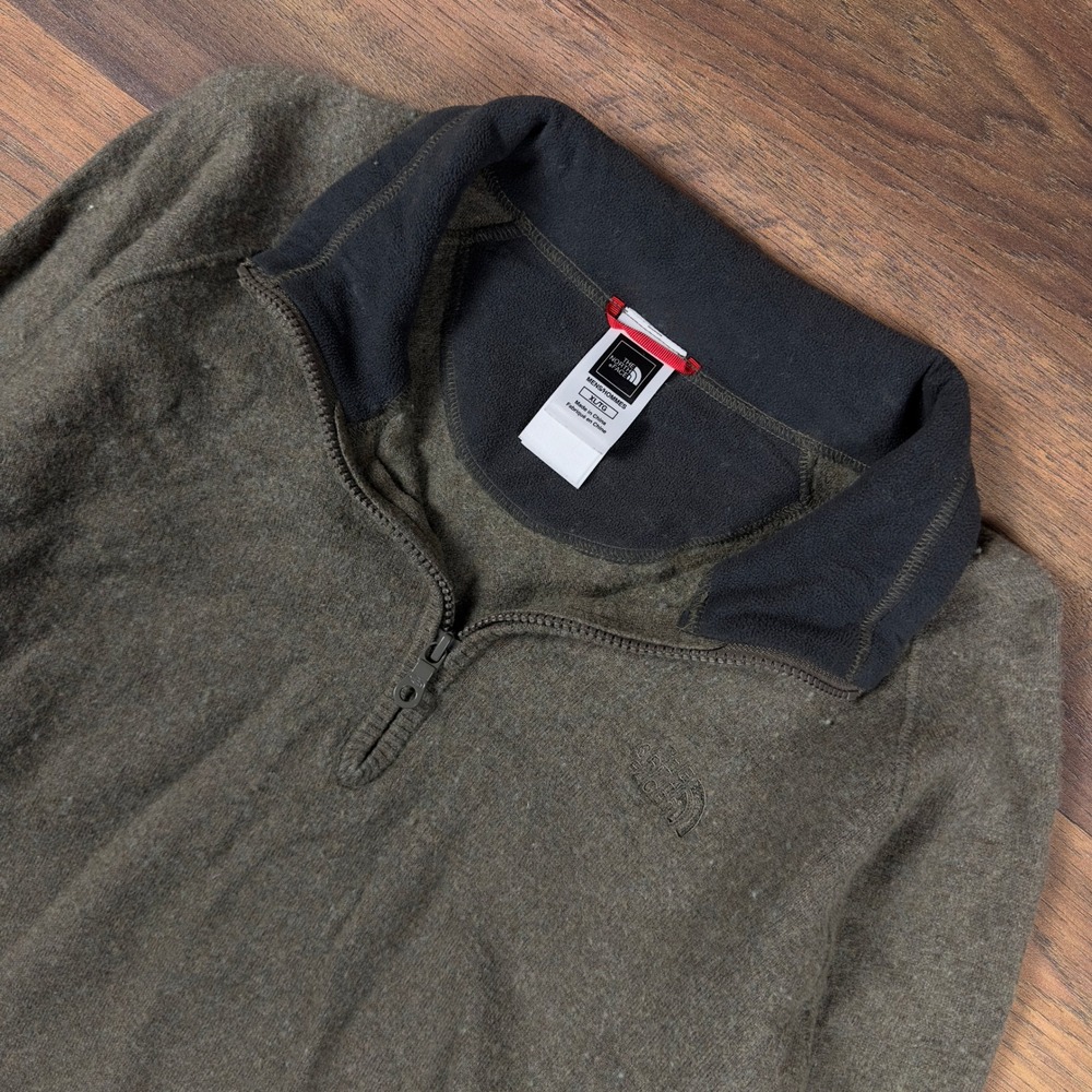 The North Face Mens XL Olive Green Wool Blend V-Neck Sweater Cotton Knit Top